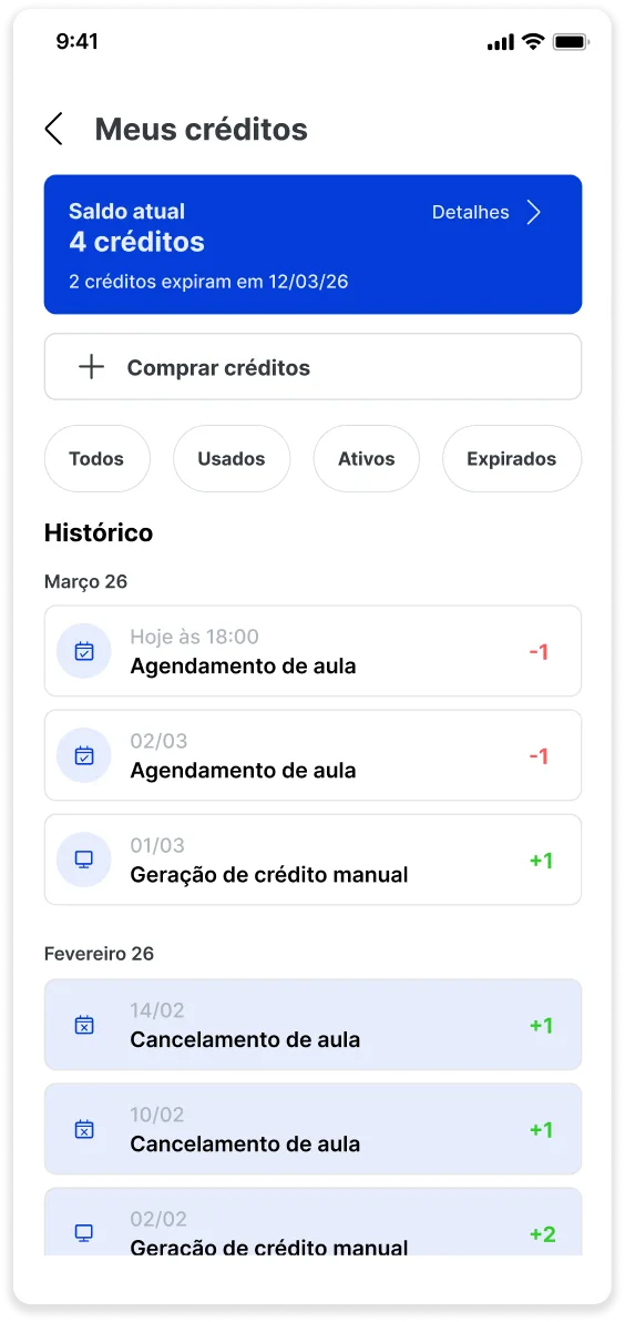 Tela de créditos no app Fast Tennis